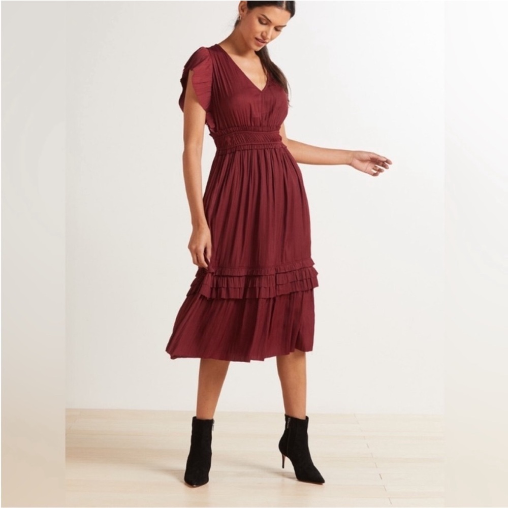 NWT Roan + Ryan Chic Burgundy Midi Dress